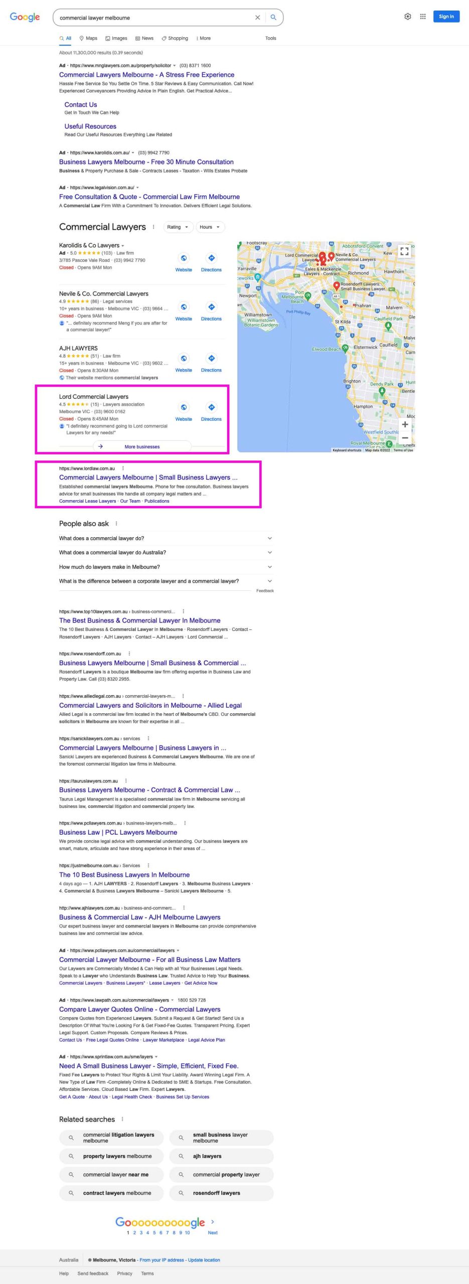 search engine optimisation services agency who rank lawyers at the top of organic results