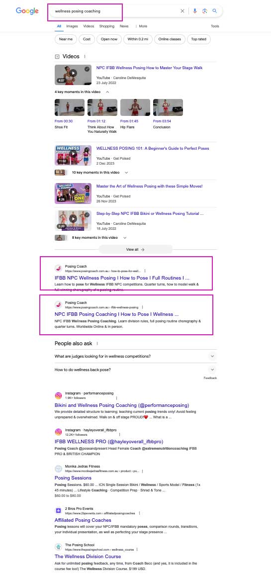 seo optimisation example for fitness industry