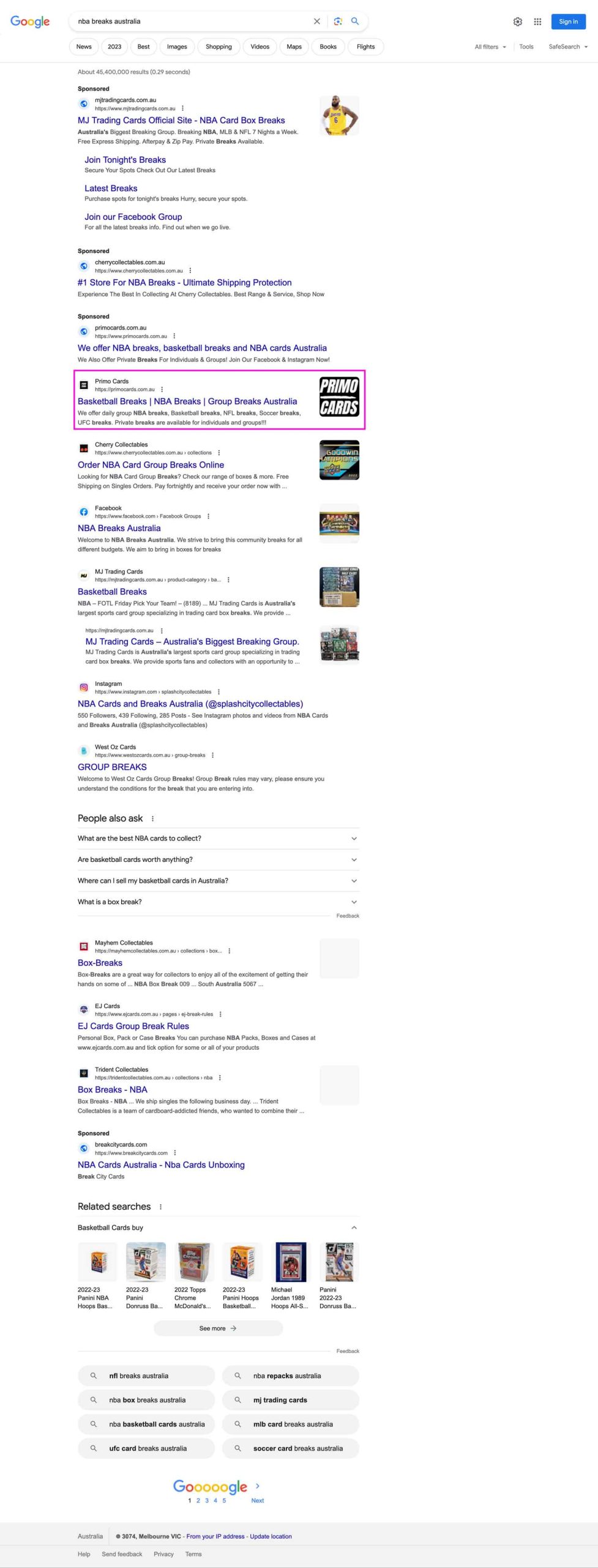 SEO from a Melbourne search engine optimisation agency who has experience with trading cards and collectibles.